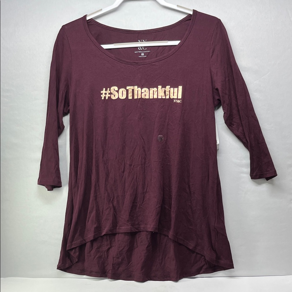 New York & Company Burgundy‎ Long Sleeve Tee